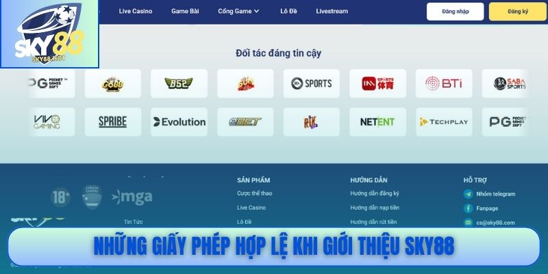 Những giấy phép hợp lệ khi giới thiệu SKY88